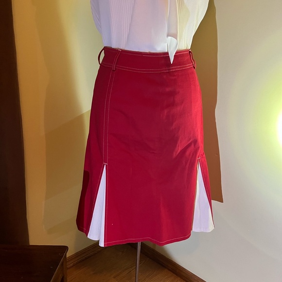 Pierre Cardin red/white pleats sz 14 skirt. - Picture 1 of 6